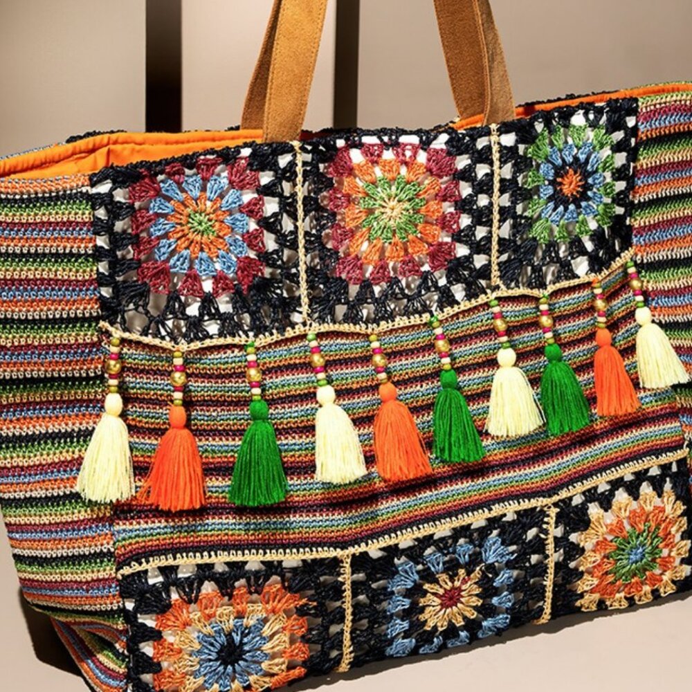 Hand Crochet Garden Shoulder Bag - Large